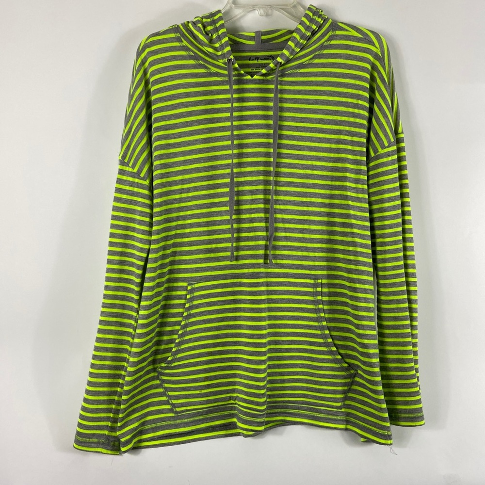 Half Moon Neon Striped L/S pullover Hoodie